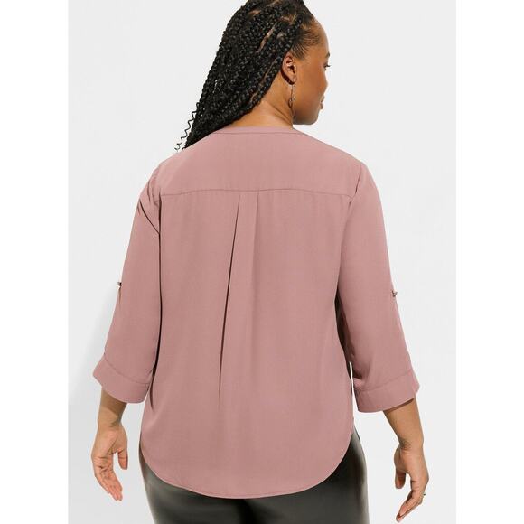 NWT Torrid Harper Georgette Pullover 3/4 Sleeve Blouse Rose Plus Size 3 3X 22-24 - Picture 6 of 14